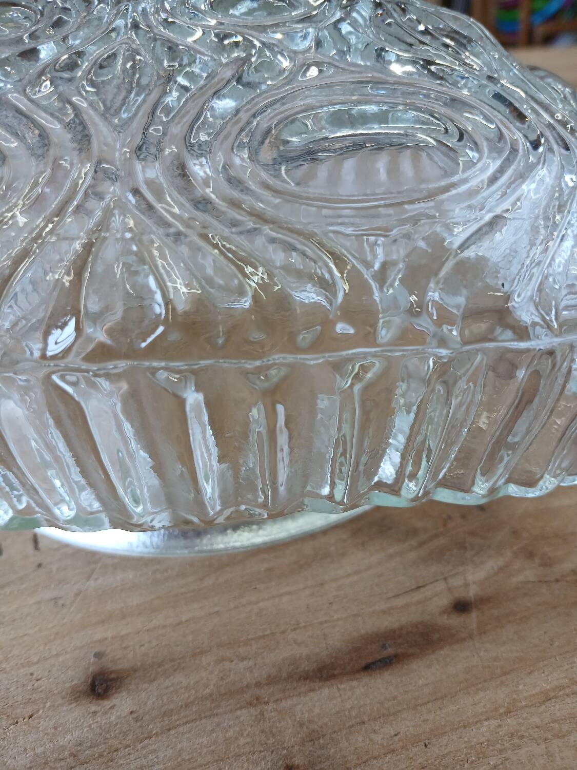 Antique ceiling light in molded glass