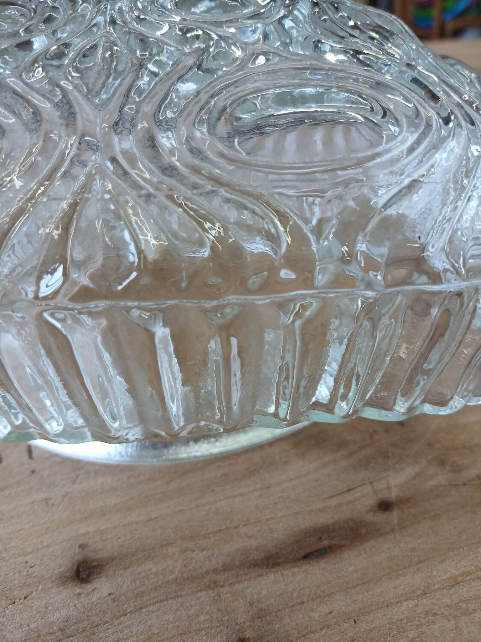 Antique ceiling light in molded glass