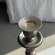 Two large antique silver-plated metal candlesticks, H30