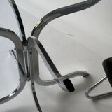 Smoked glass and chrome metal dining table 1970