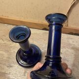 Pair of glass candle holders
