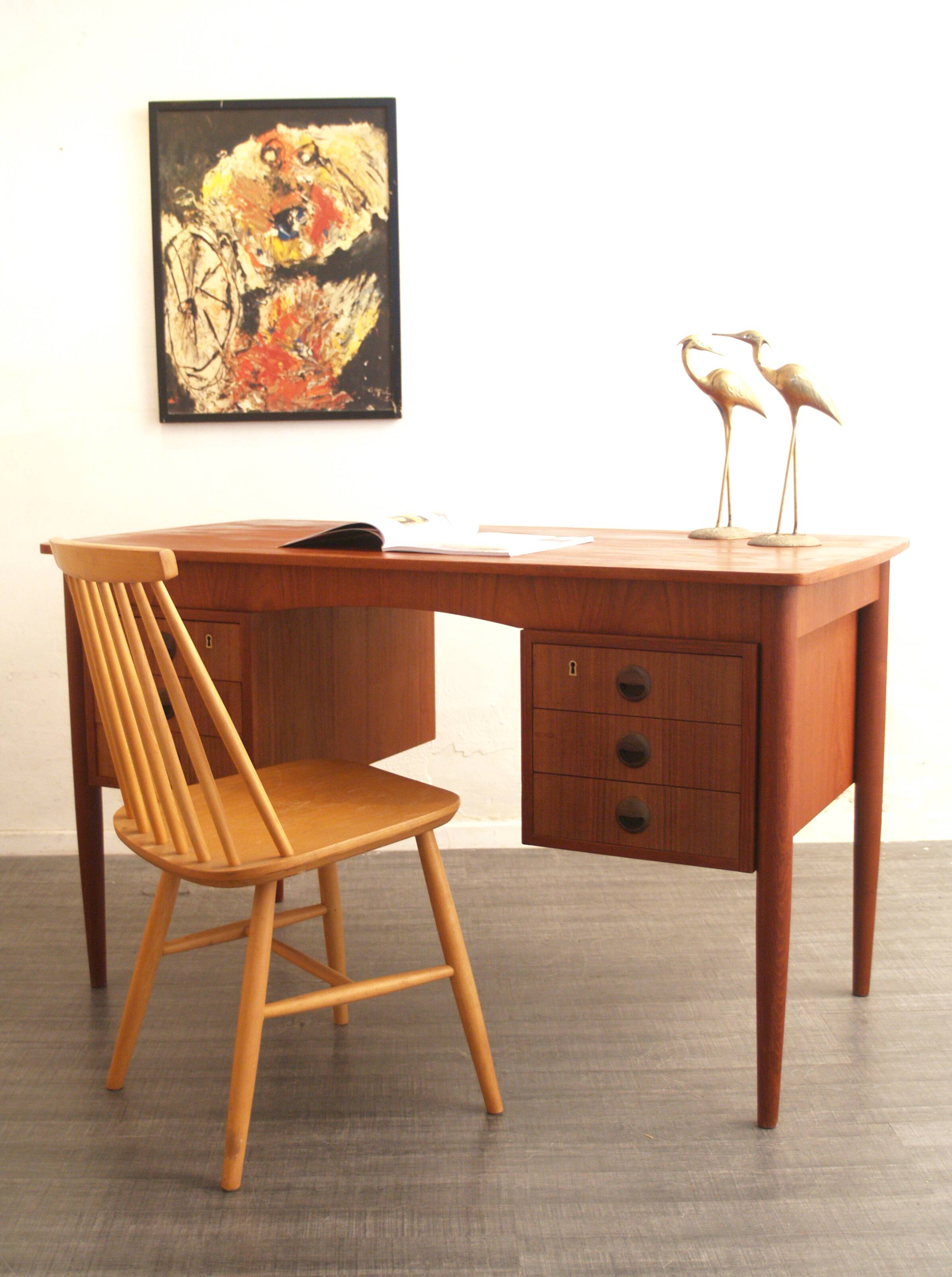 Vintage Danish teak design desk from the 50s and 60s