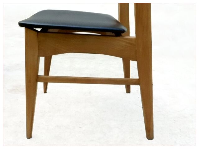 Renovated vintage Scandinavian teak and skaï 1960 chairs