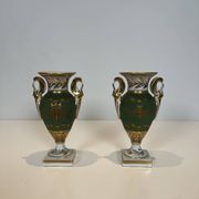 Pair of Empire Style Porcelain Vases, Decorated with Swans and Bundles