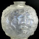 Pressed molded glass ball vase decorated with grape bunches