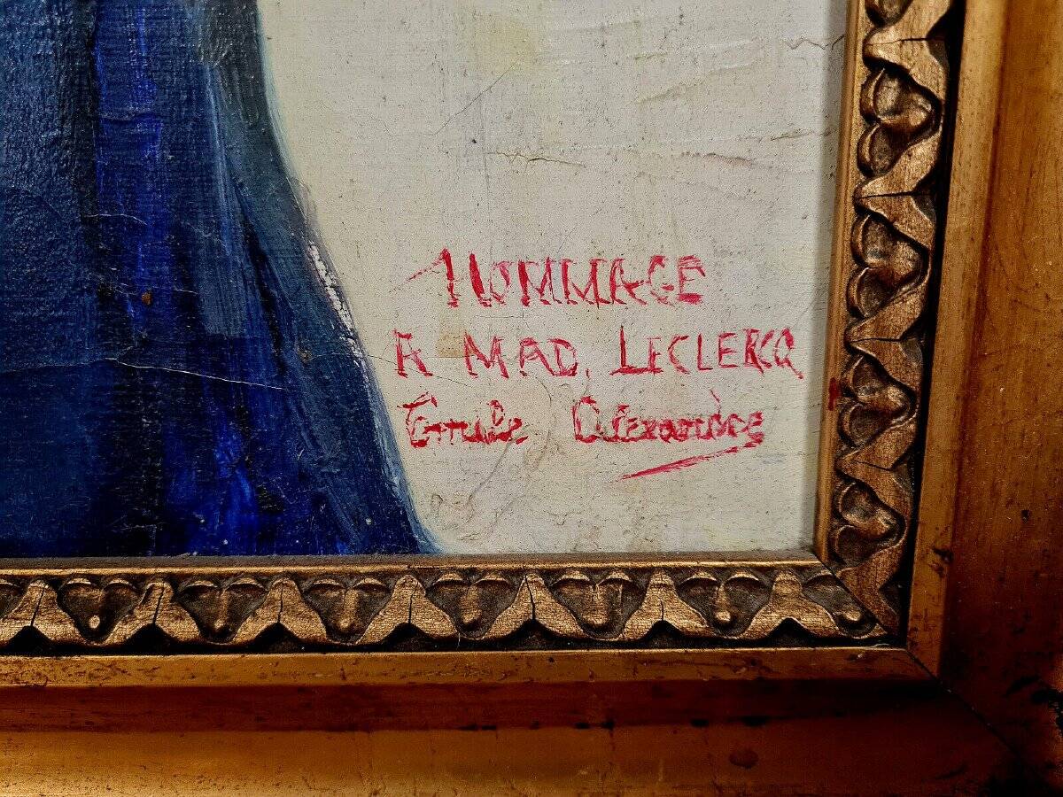 Oil on canvas homage to mad leclercq: orientalist school around 1950