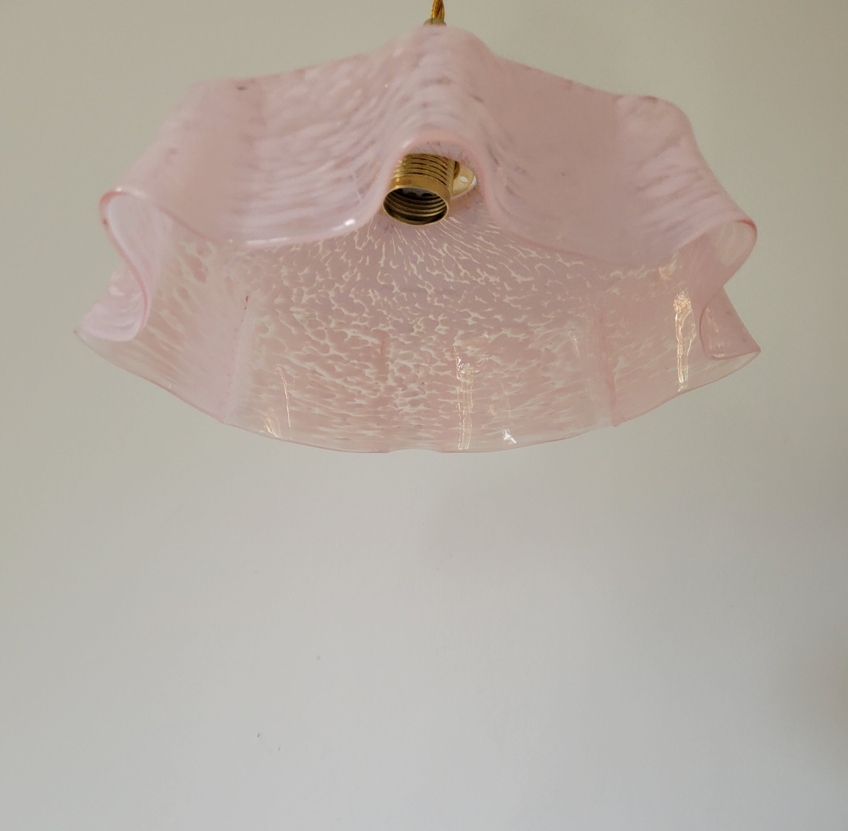 Draped pendant lamp in pink Clichy glass