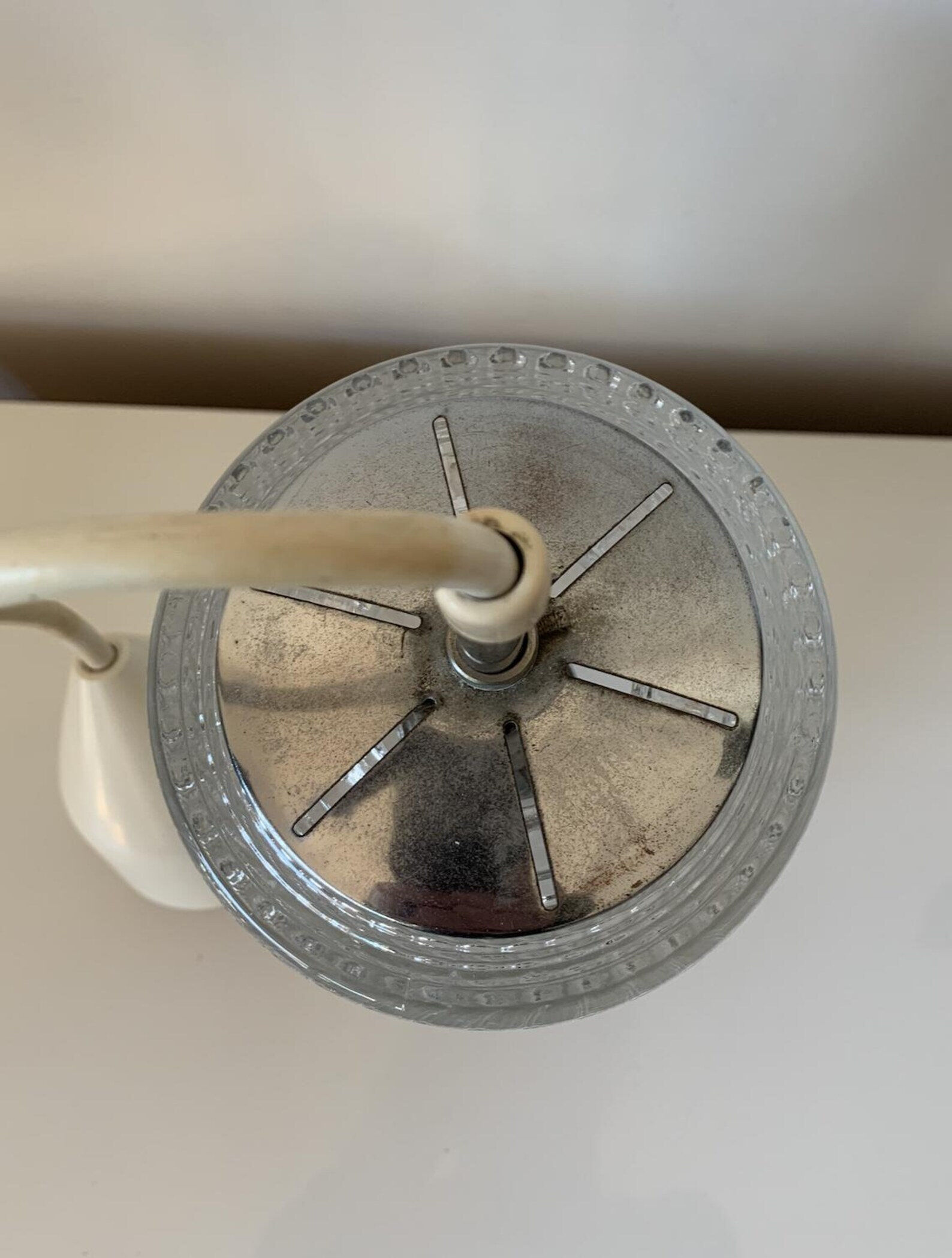 Textured glass vintage pendant light - 1960s