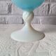 Grand VASE décoratif rétro pied opaline bleue, vase vintage Italie