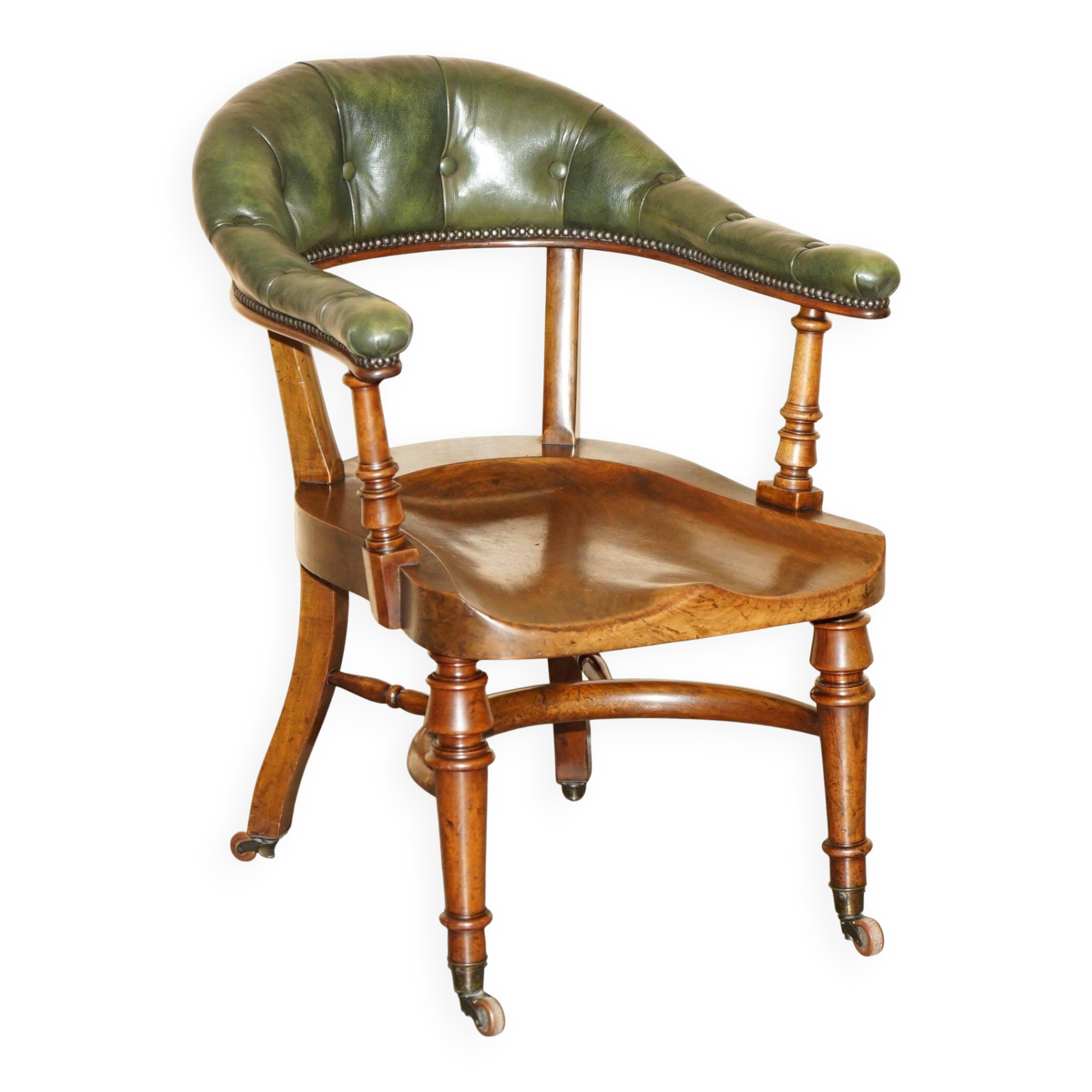 Victorian captain's chair in mahogany and leather