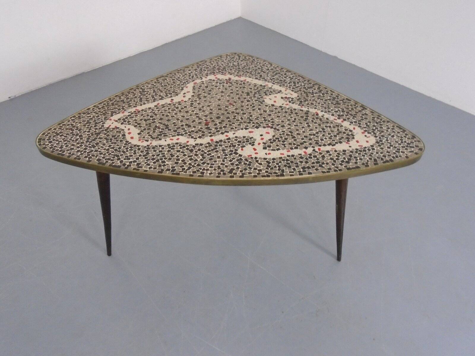 Large German Mosaic Kidney Coffee Table, 1960s
