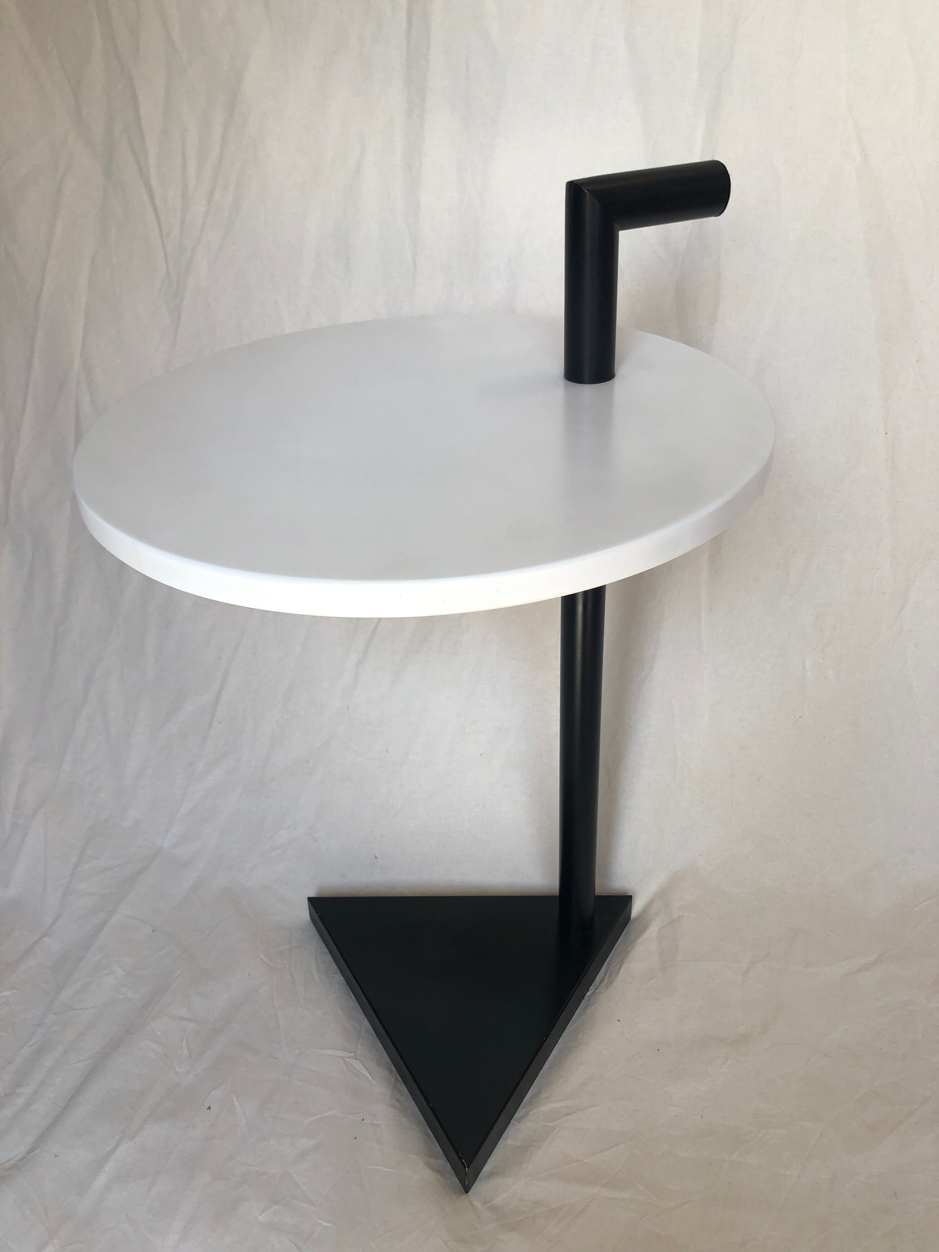 80s side table, black & white geometric shapes