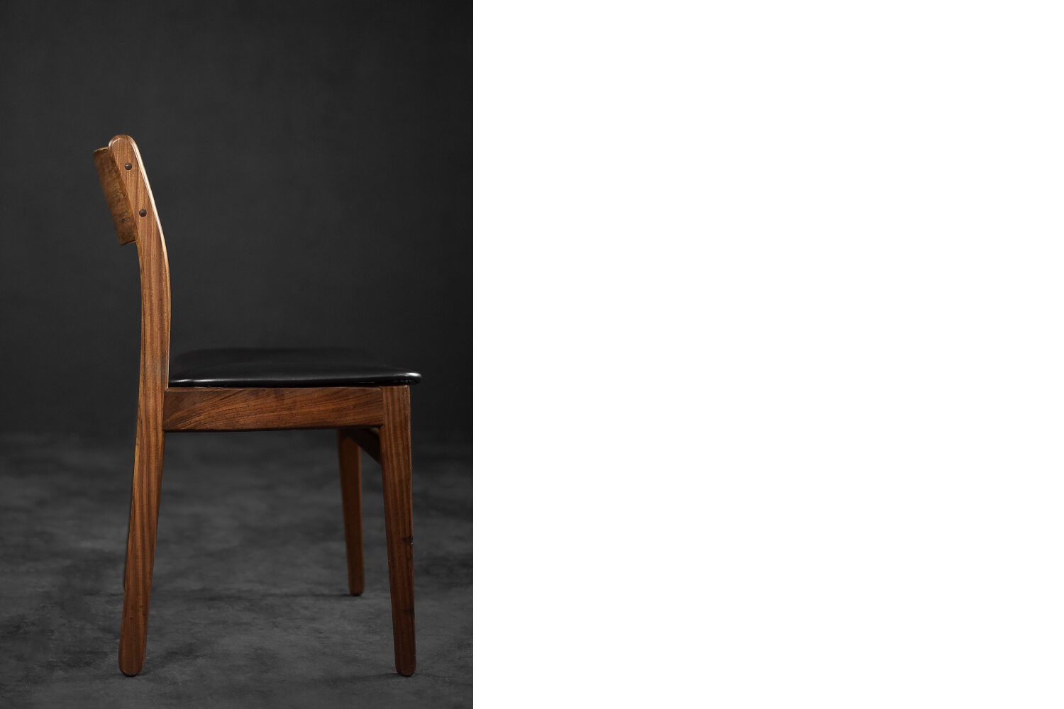 Vintage Mid-Century Modern Scandinavian Teak & Vinyl Dining Chairs, 1960s, Set of 4