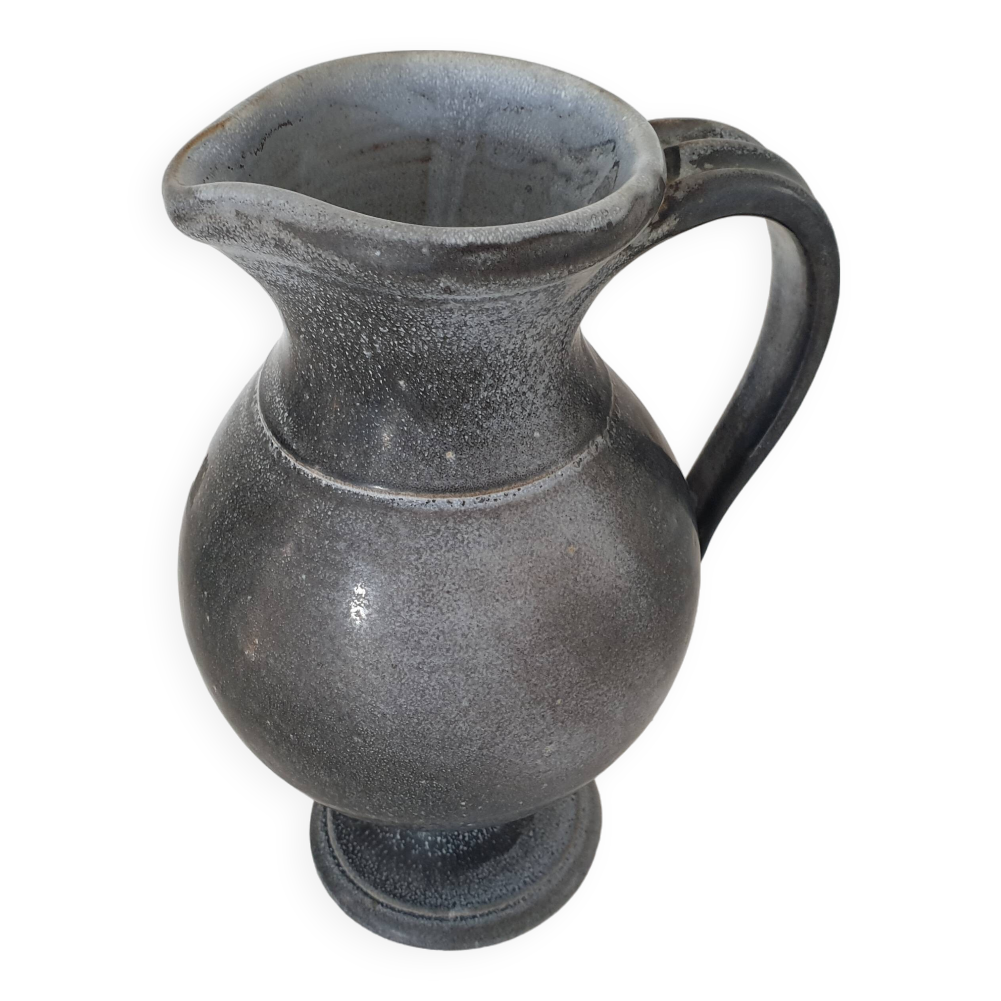Grey/Black ceramic pitcher signed TL Corti - height 25cm