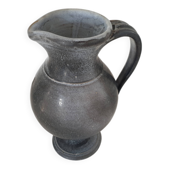 Grey/Black ceramic pitcher signed TL Corti - height 25cm