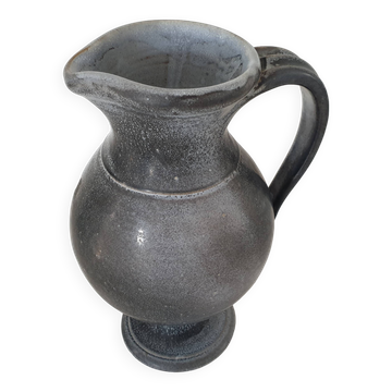 Grey/Black ceramic pitcher signed TL Corti - height 25cm