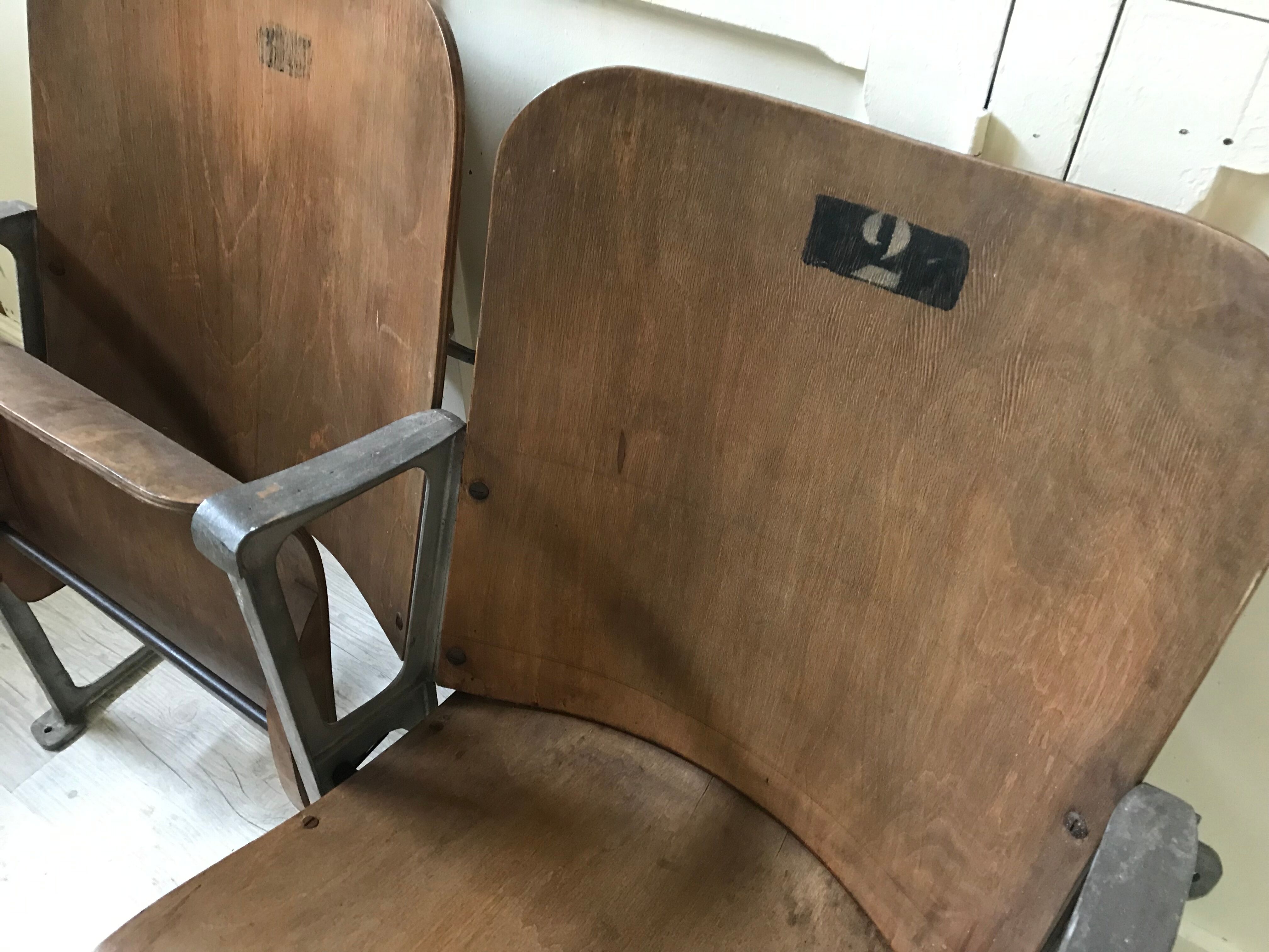 Bench seat of cinema theatre before war