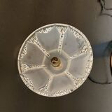 Glass pendant light, braided fabric cable and porcelain ceiling rose