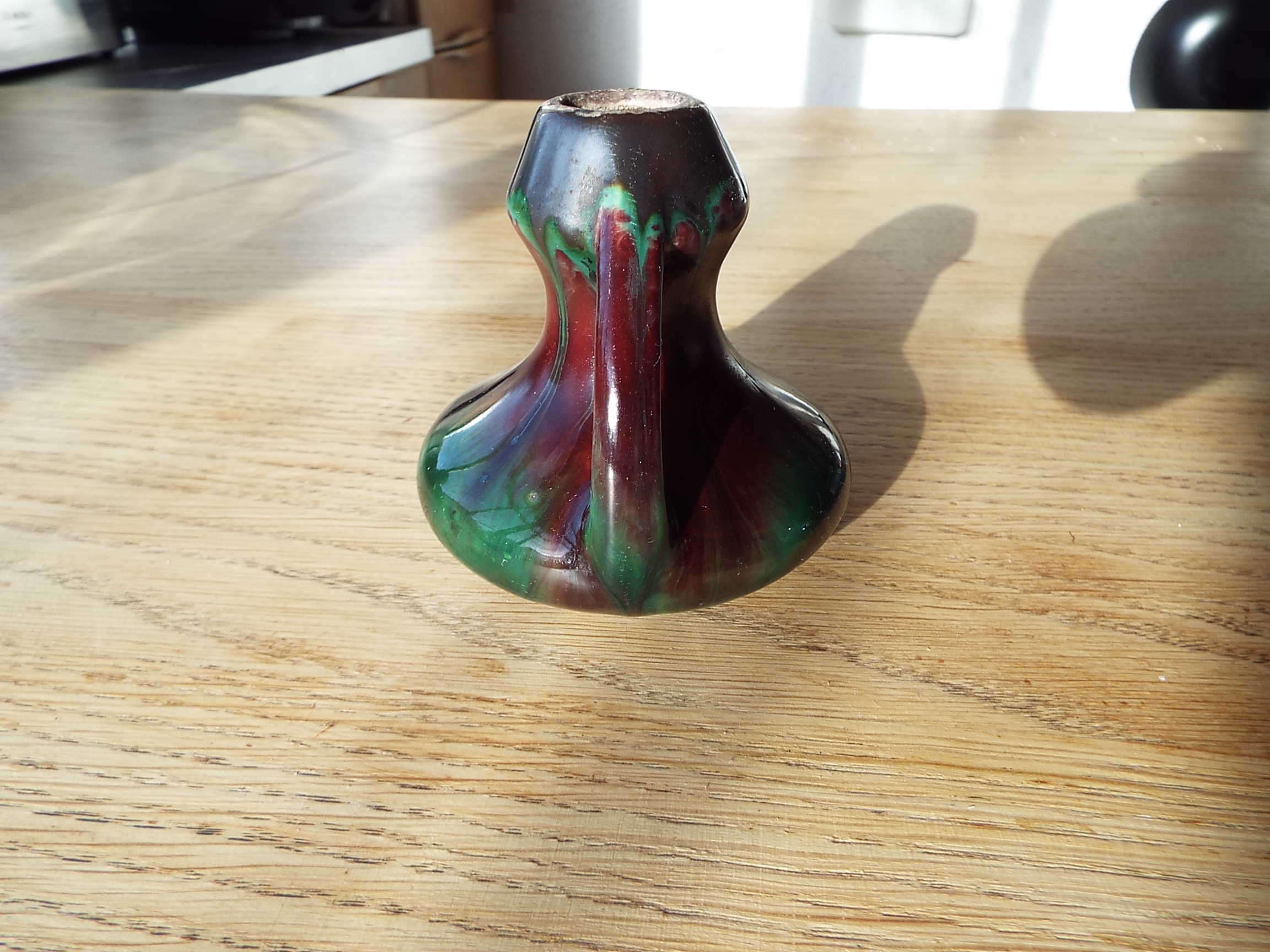 Flamed stoneware vase candle holder