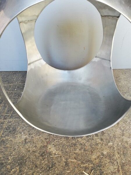 Brushed stainless steel pouffe design 1970