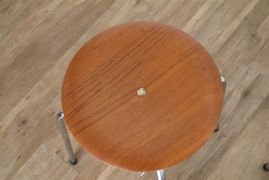 Pair of Danish teak and metal stools 1960
