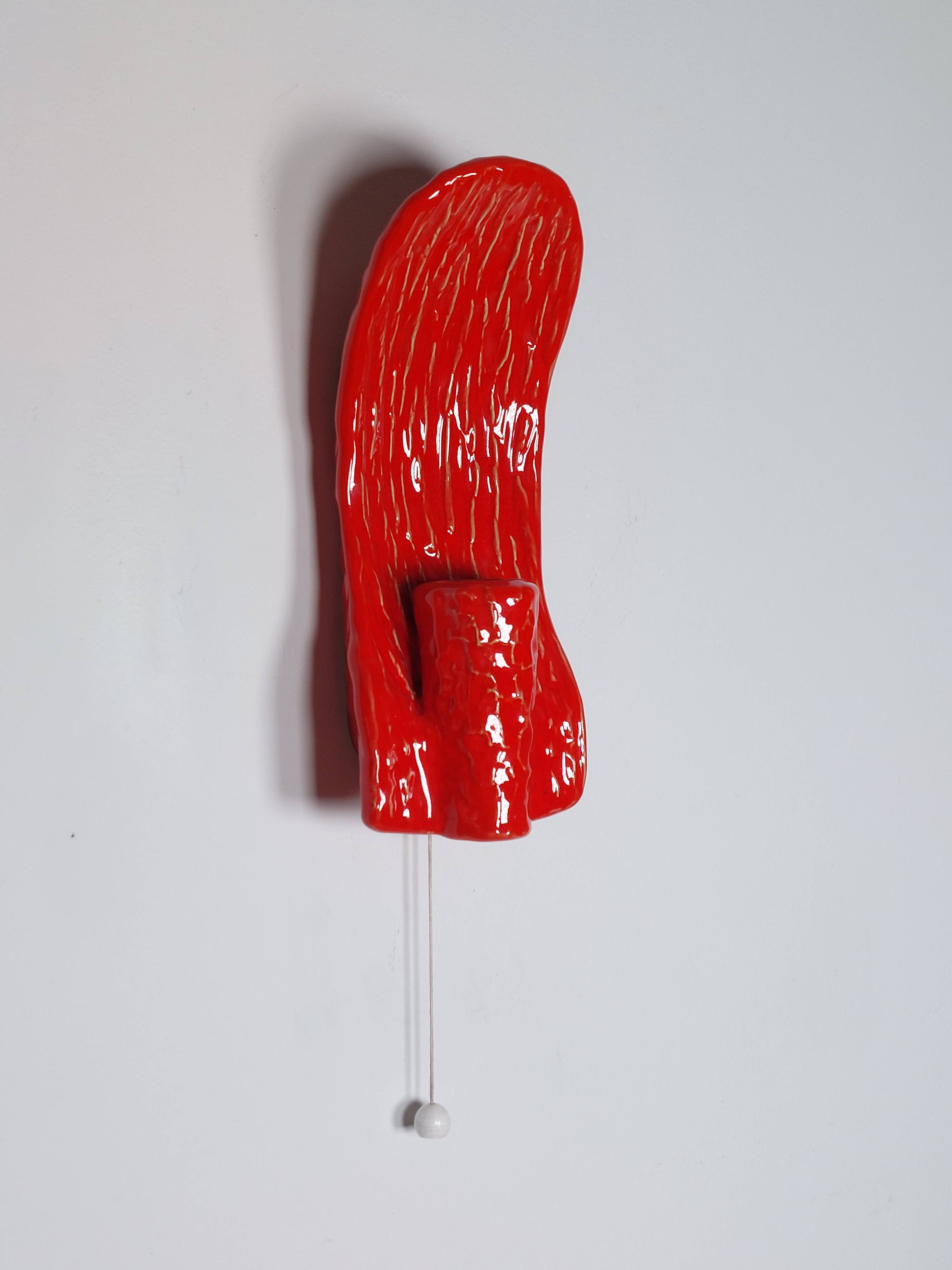 Vintage bricht red mid century ceramic wall light