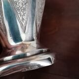 Oriental art silver metal vase