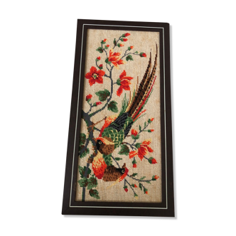 Cadre tapisserie oiseau