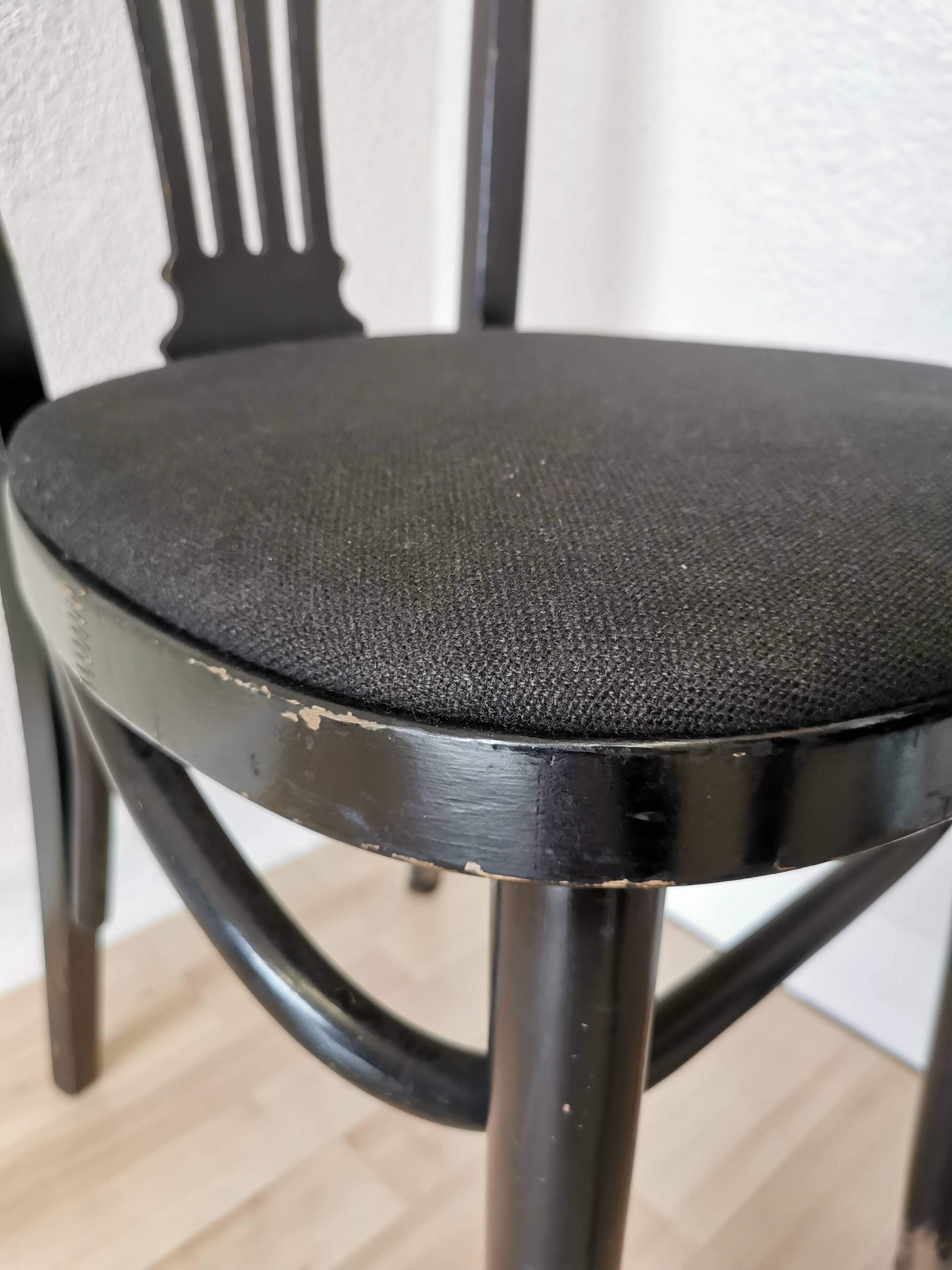 Set of 4 Vintage Black Wooden Dining Chairs: STOL Kamnik, 70s, Yugoslavia