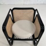 Cubic armchair in black rattan and canework