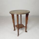 Table Art Déco avec plateau en laiton, Amsterdam School, années 1930