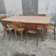 Old farmhouse table of 2x1 m and 8 places in beech and oak