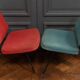 Pair of CM190 Pierre Paulin red and blue Thonet edition low chairs
