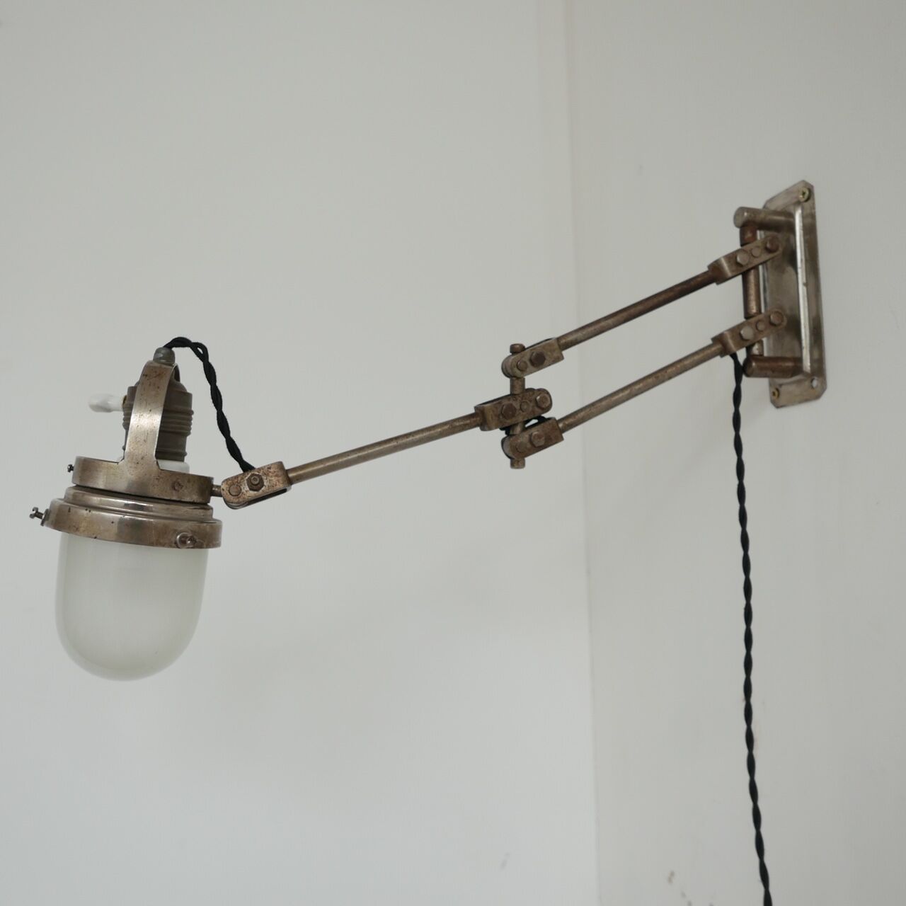 Industrial Adjustable Metal and Glass French Wall Light