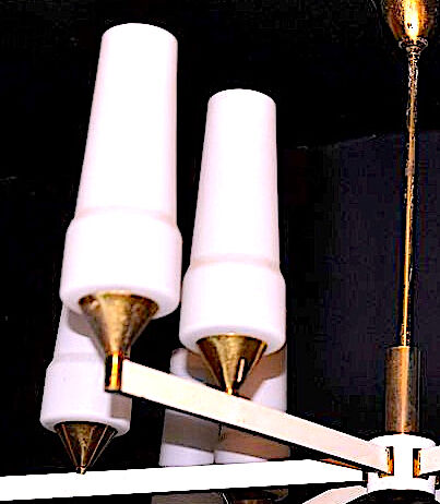 White and brass modernist chandelier, italy 1950's
