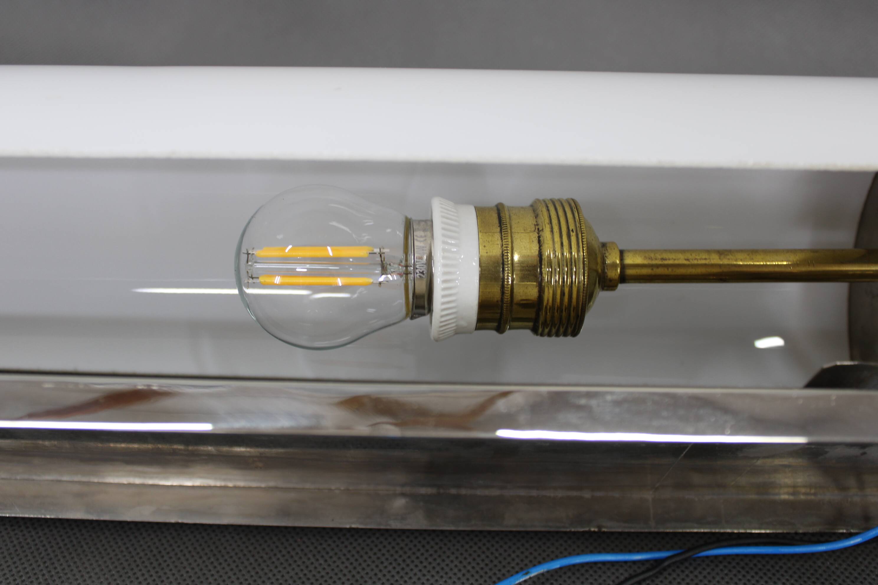 Czechoslovak Art Deco chrome wall light with milk glass, 1930s