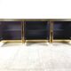 Vintage Black Lacquered and black glass credenza, 1980s