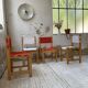 Set of 4 80s colored pine chairs