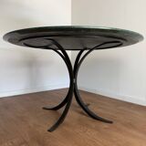 Round dining table – green marble & wrought iron