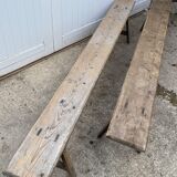 Pair of solid wood farmhouse benches 220cm for rustic farmhouse table.