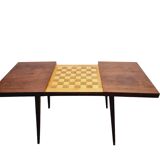 Mid-Century Czech Extendable Chess Table in Walnut and Beech, 1960s