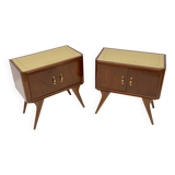Pair of Mid-Century Modern Italian Walnut and Thuja Root Nightstands, 1950s