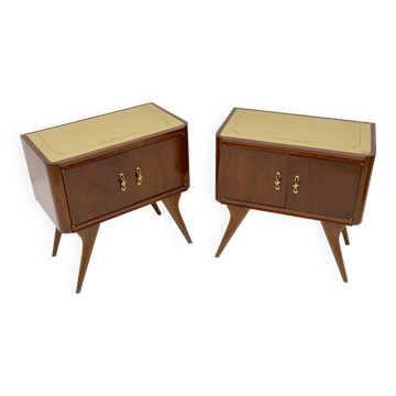 Pair of Mid-Century Modern Italian Walnut and Thuja Root Nightstands, 1950s
