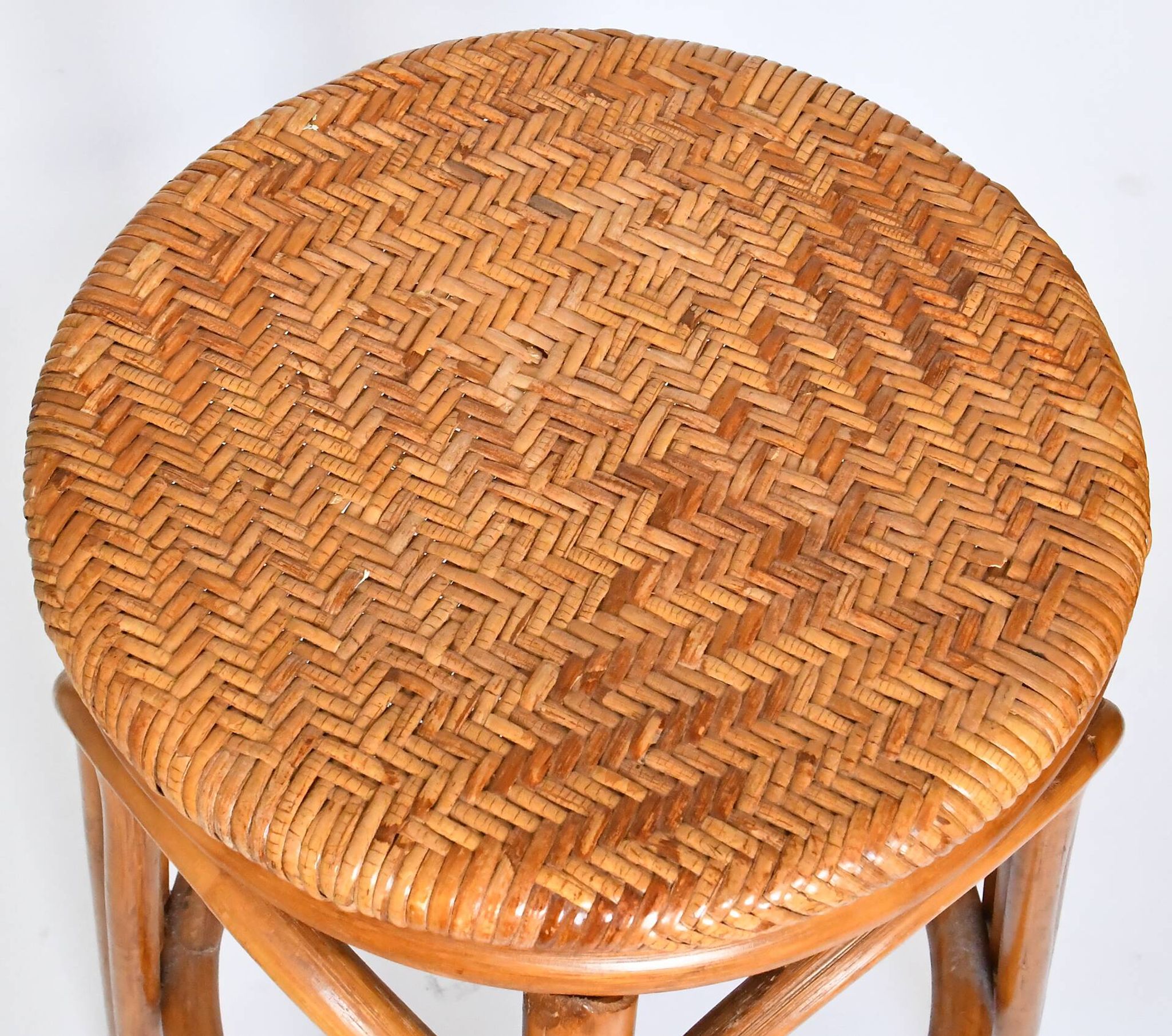 Vintage bar furniture with these two rattan stools from the 1960s/70s