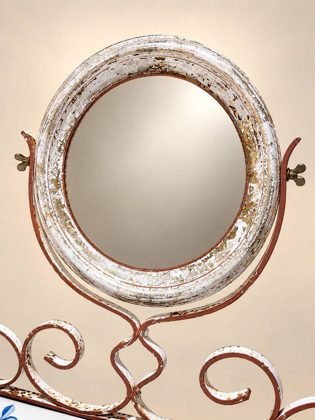 Dressing table – Napoleon III style – Wrought iron & Enamel – Flower decoration