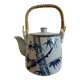 Japanese-inspired ceramic teapot blue bamboo pattern