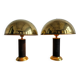 Pair of Mid Century Modern table lamps in brass and leather 1960