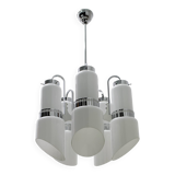 Vistosi Midcentury Italian Murano Glass and Steel "Incamiciato" Chandelier