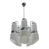 Lustre « Incamiciato » en verre de Murano et acier italien du milieu du siècle de Vistosi