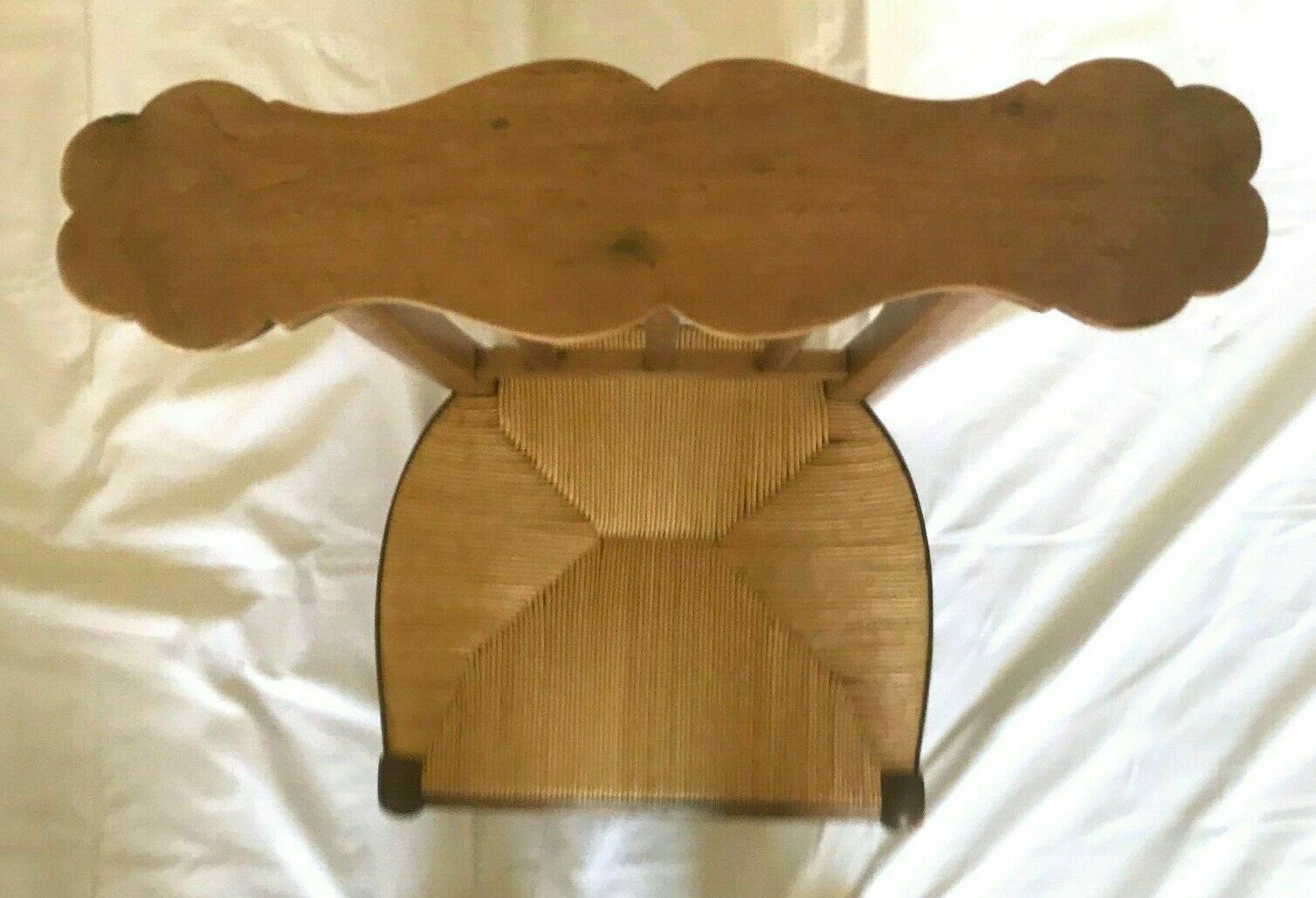 Pray god in massive cherry tree, 20th century straw bottom Prayer chair
